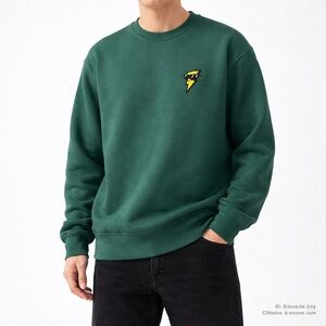 Unbranded Small Forest Green Heavyweight Graphic Crewneck Sweatshirt Streetwear